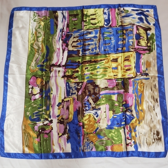 R-929- Women's Scarf Blue White Pink Colors NWT - Picture 4 of 6